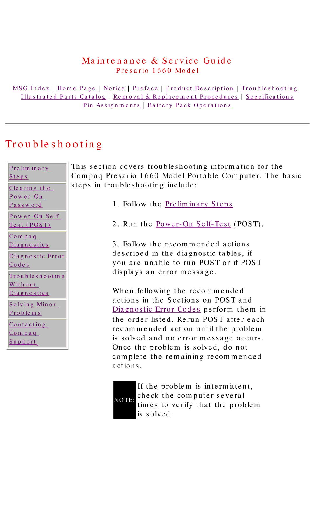 HP 1660 manual Troubleshooting, Follow the Preliminary Steps 