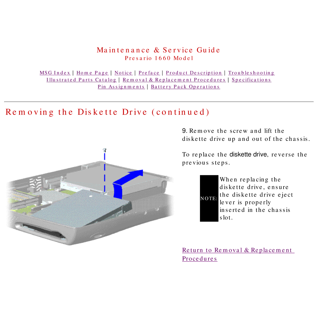 HP 1660 manual Return to Removal & Replacement Procedures 