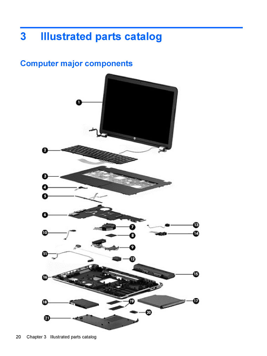 HP 17 E0J83UAABA, 17 E0J92UAABA, 17 E0J75UA, 17-e020us E0J81UAABA manual Illustrated parts catalog, Computer major components 