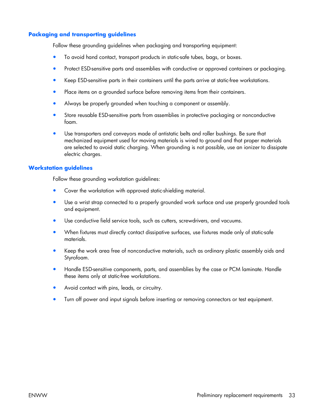 HP 17 manual Packaging and transporting guidelines 