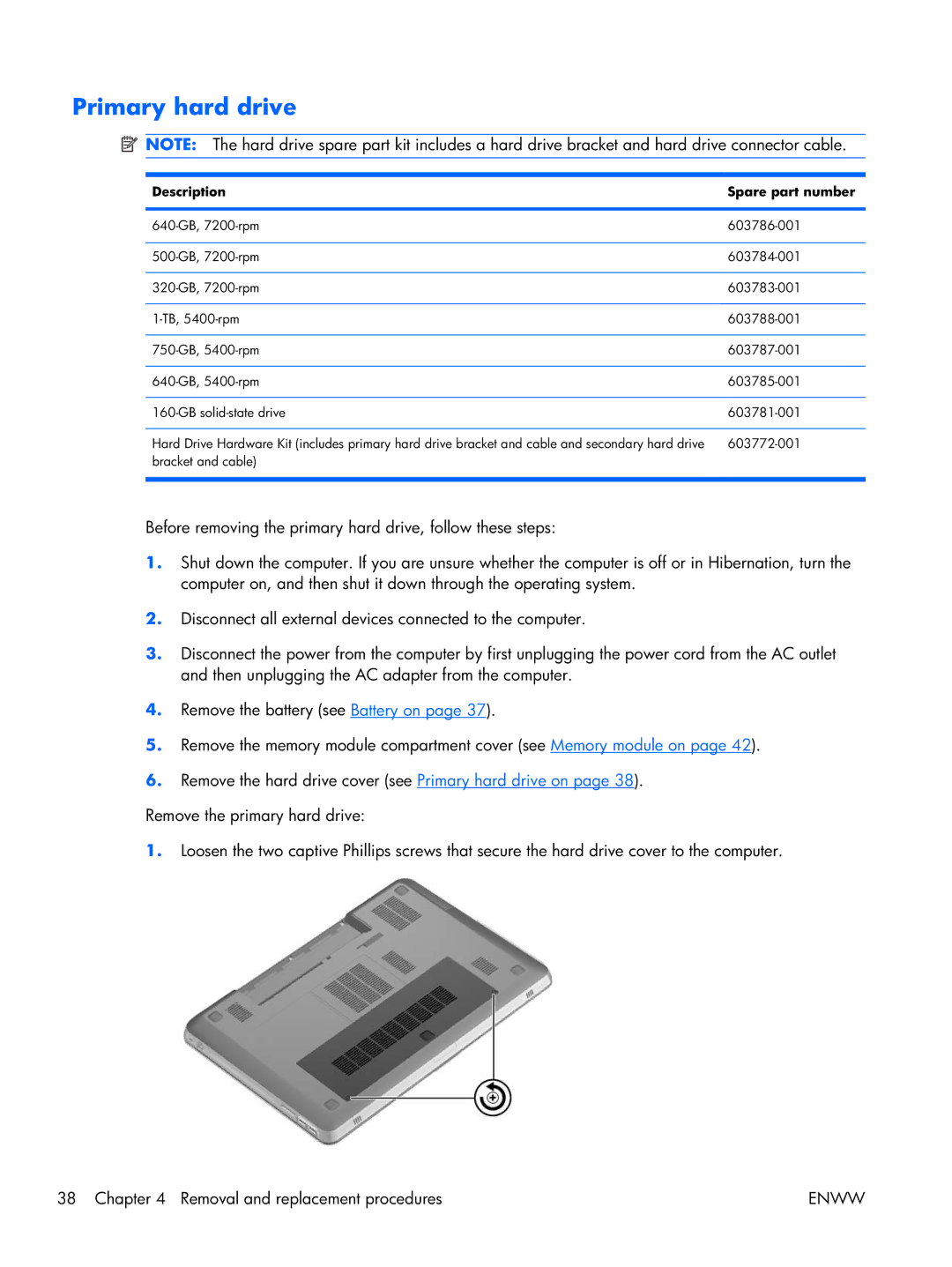 HP 17 manual Primary hard drive 