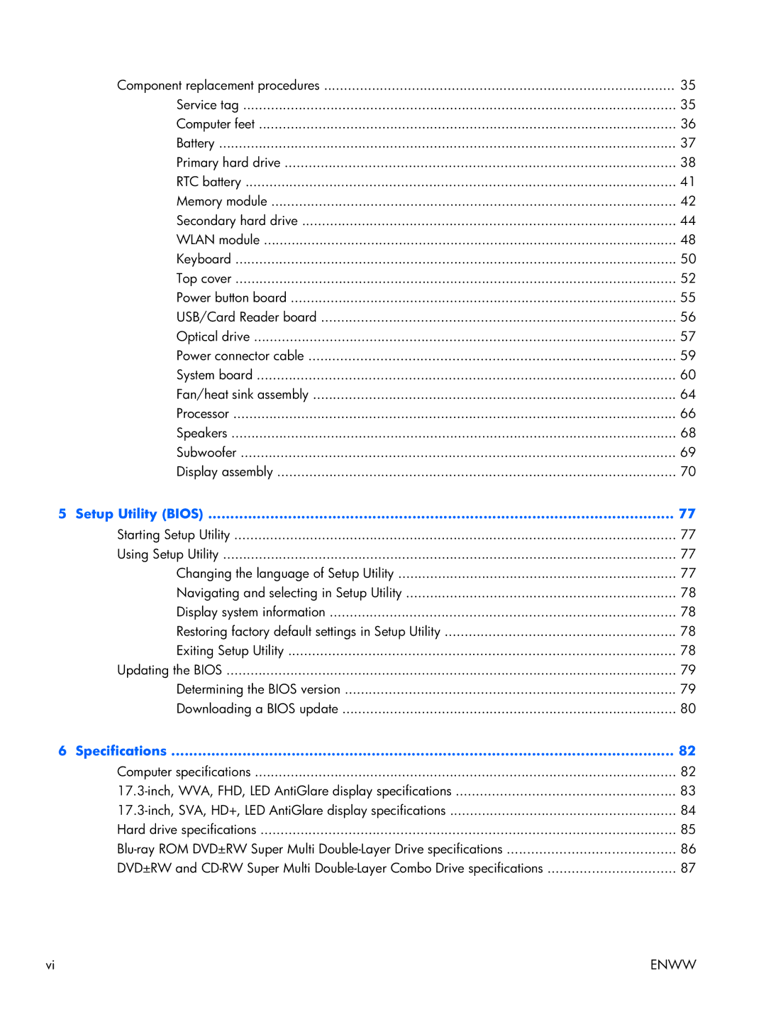 HP 17 manual Setup Utility Bios 