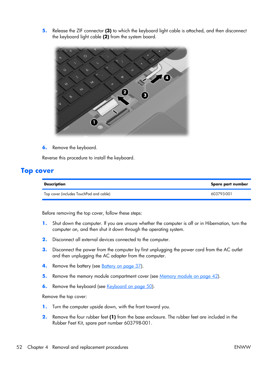 HP 17 manual Top cover 