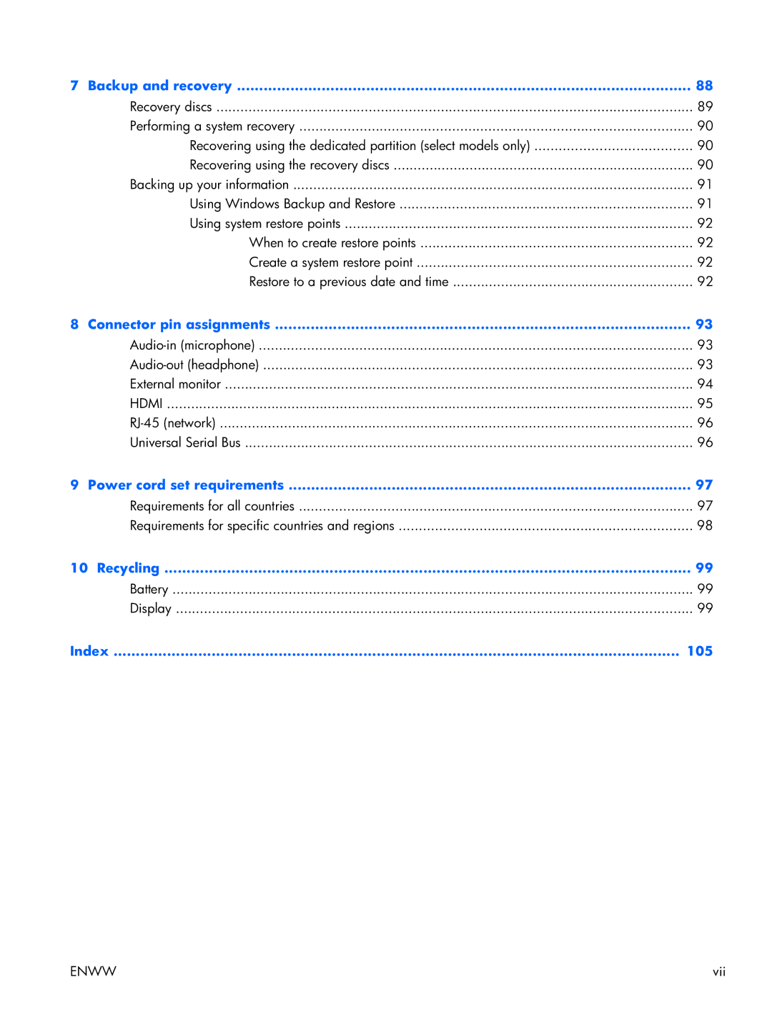 HP 17 manual Power cord set requirements 