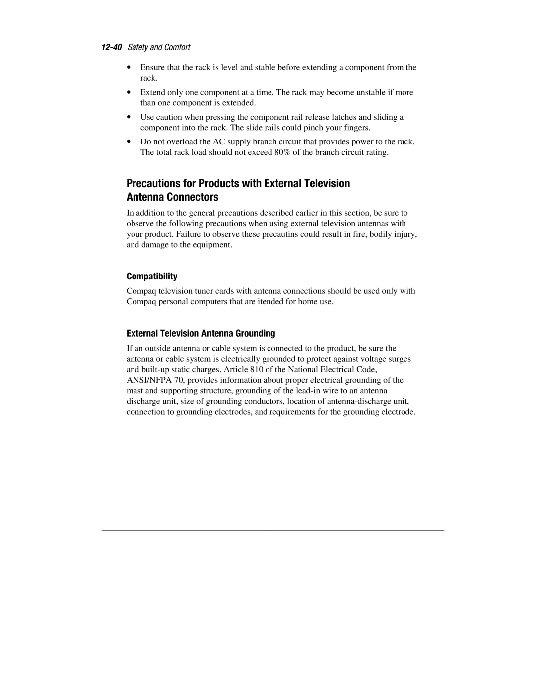 HP 1700T manual Compatibility, External Television Antenna Grounding 