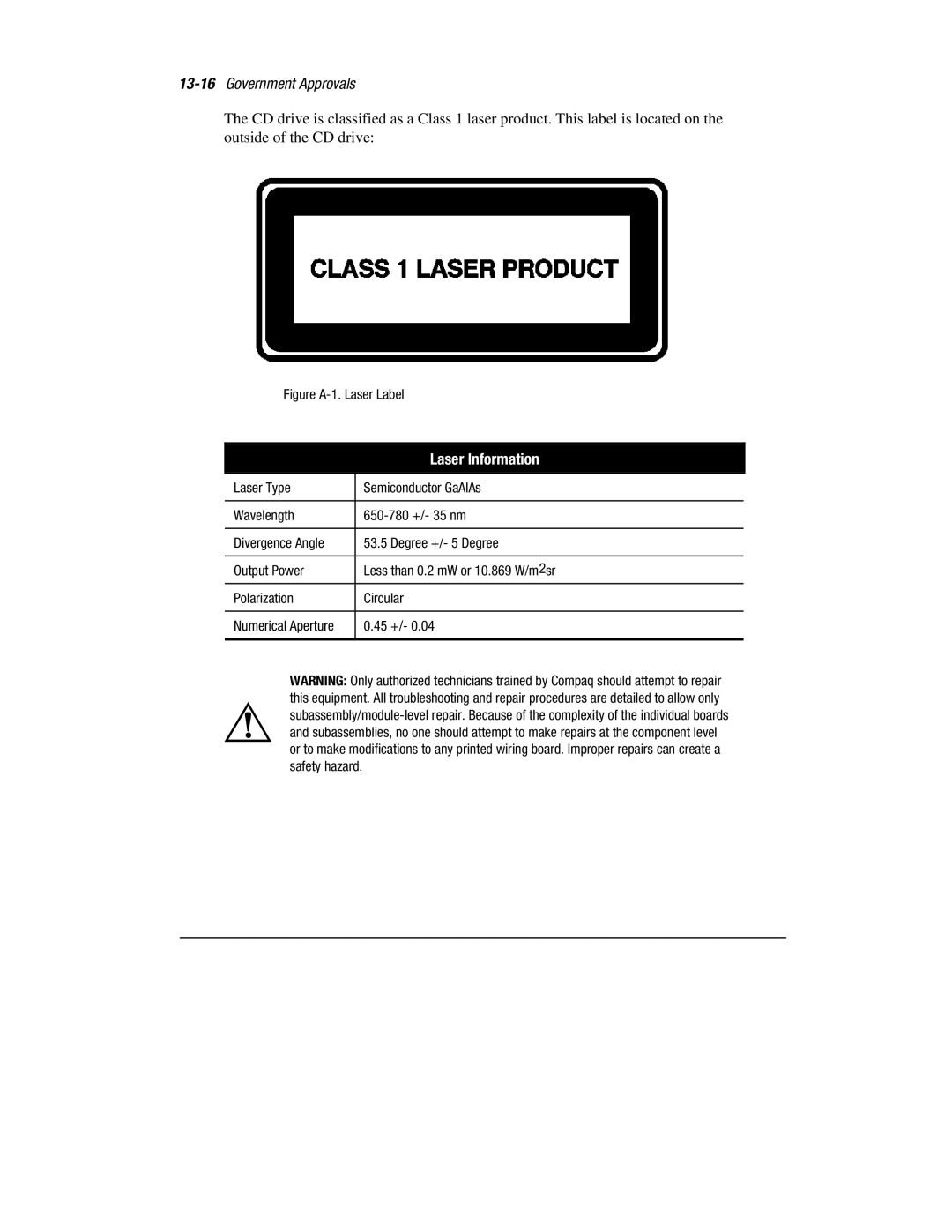 HP 1700T manual Laser Information 