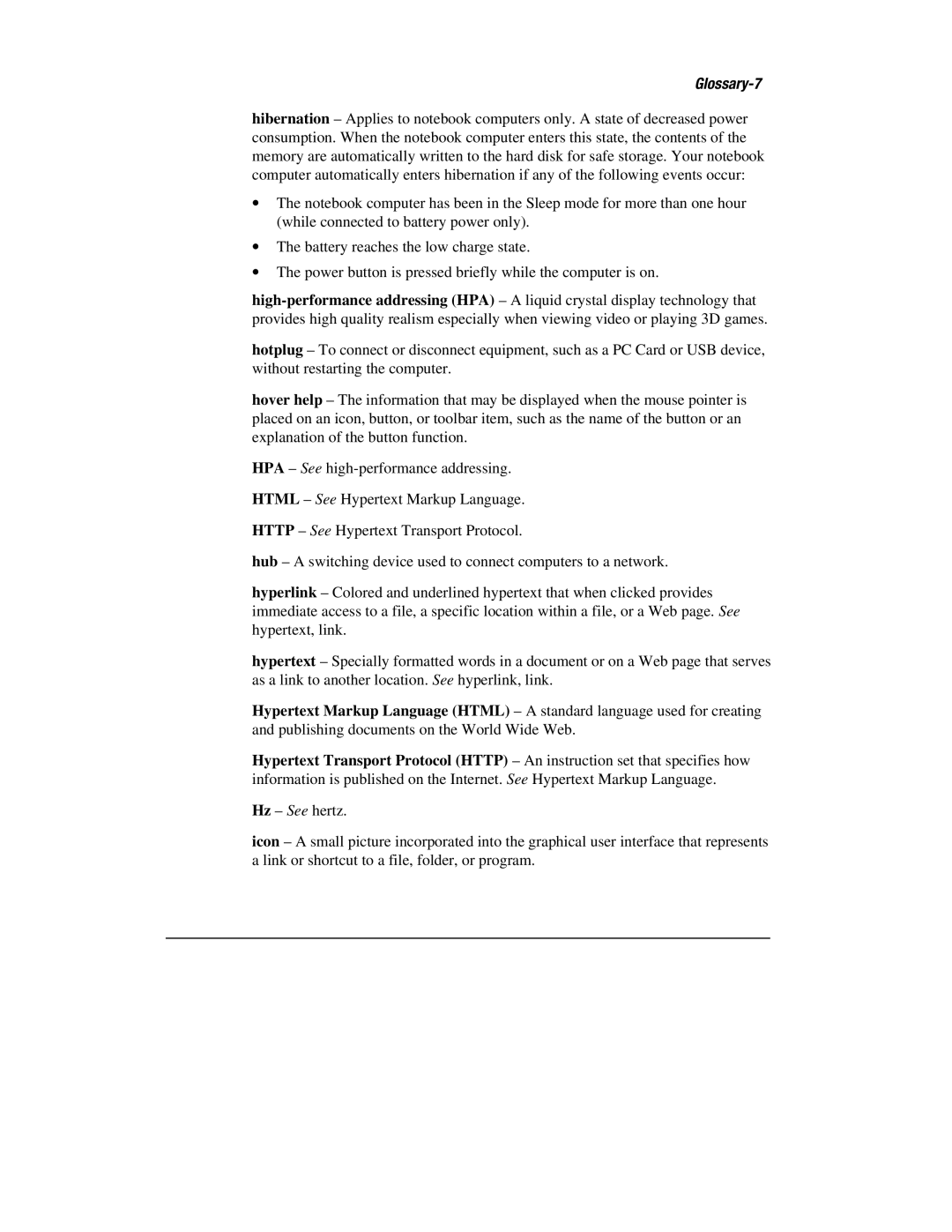 HP 1700T manual Glossary-7 