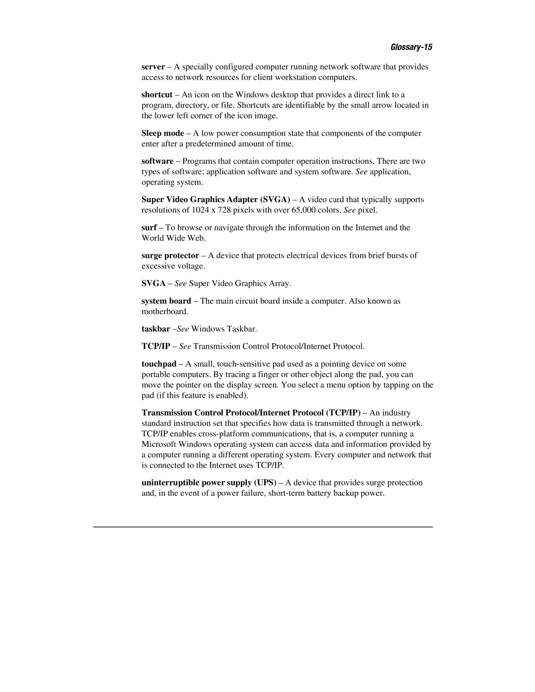 HP 1700T manual Glossary-15 