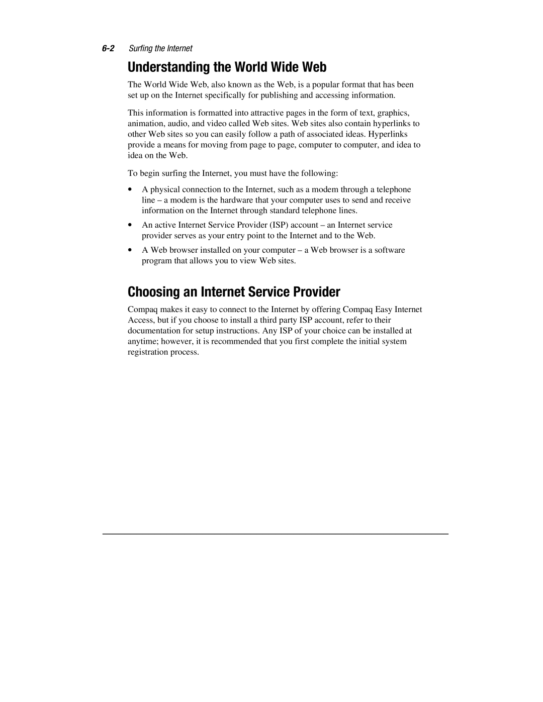 HP 1700T manual Understanding the World Wide Web, Choosing an Internet Service Provider 