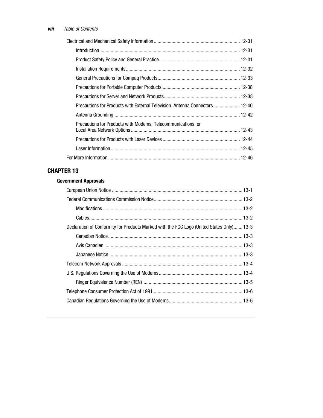 HP 1700T manual Viii, Government Approvals 