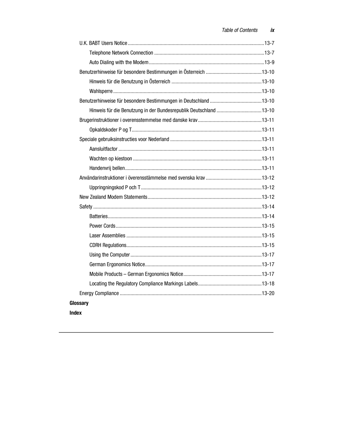 HP 1700T manual 13-9, Glossary Index 