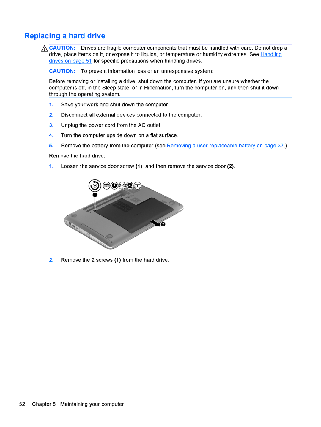 HP 17.3 E0J92UA#ABA, 17.3 E7N75UA#ABA, 17.3 E0J83UA#ABA manual Replacing a hard drive 