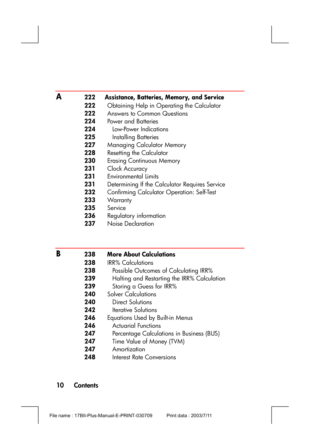 HP 17bII manual Assistance, Batteries, Memory, and Service, More About Calculations 