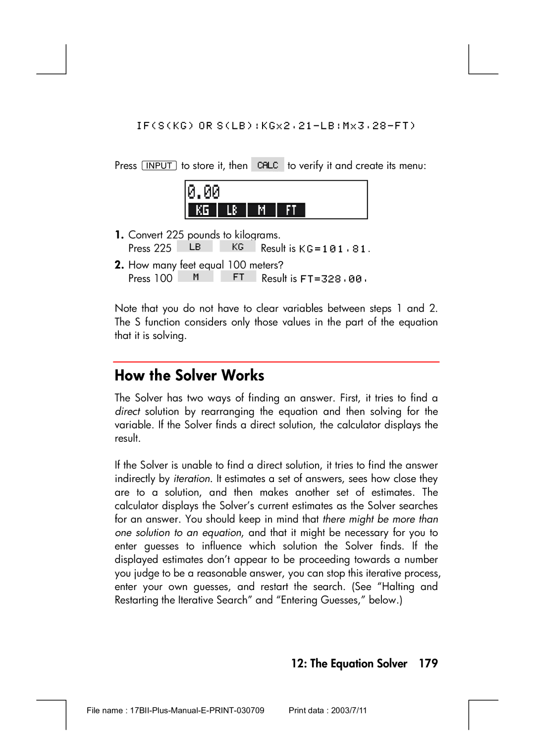 HP 17bII manual How the Solver Works 