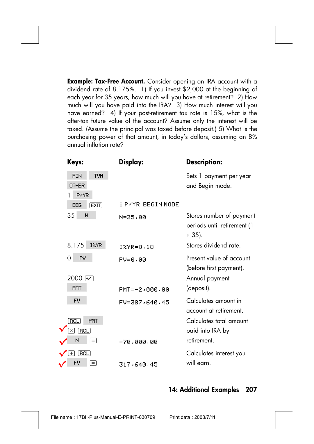 HP 17bII manual # 5?@2 JH= 0EAH 