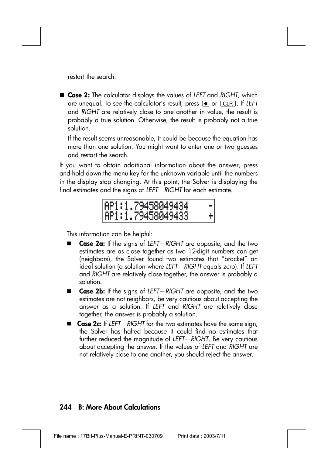 HP 17bII manual More About Calculations 