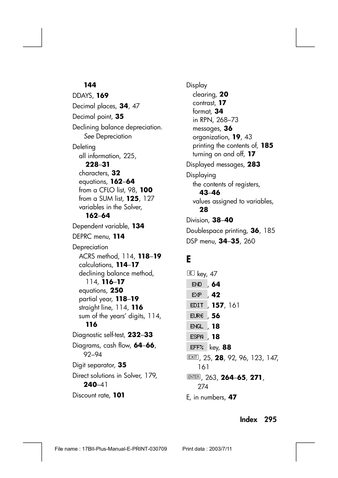 HP 17bII manual 144, 162-64, 116, 64 I 