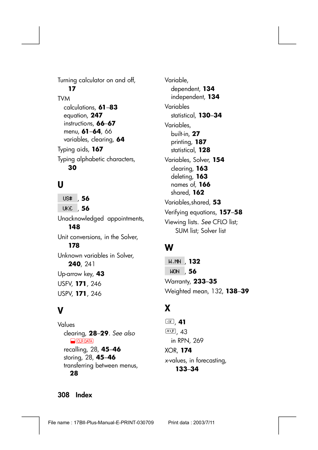 HP 17bII manual 148, 178, 132 L 