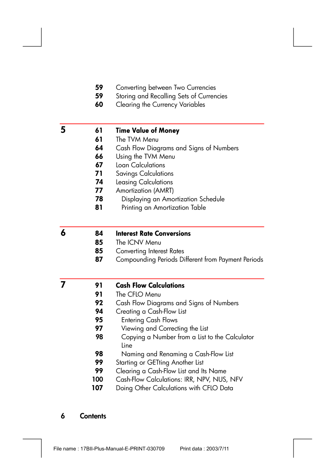 HP 17bII manual Time Value of Money, Interest Rate Conversions, Cash Flow Calculations 