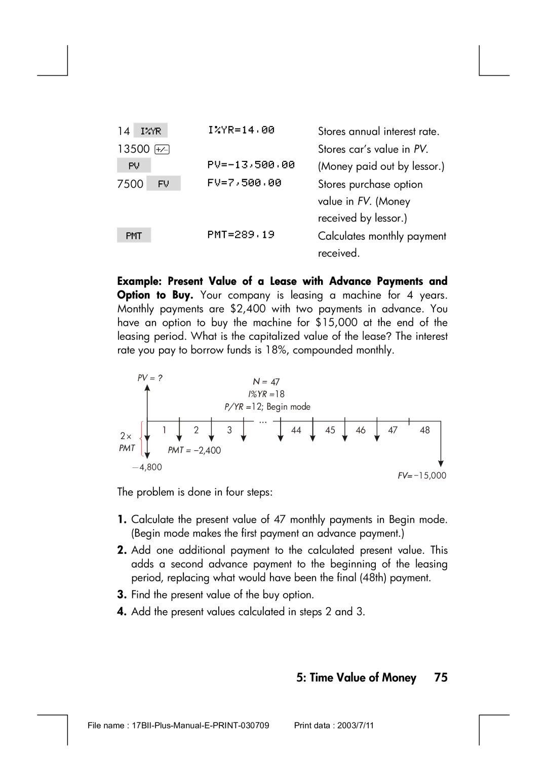 HP 17bII manual @28#+ 