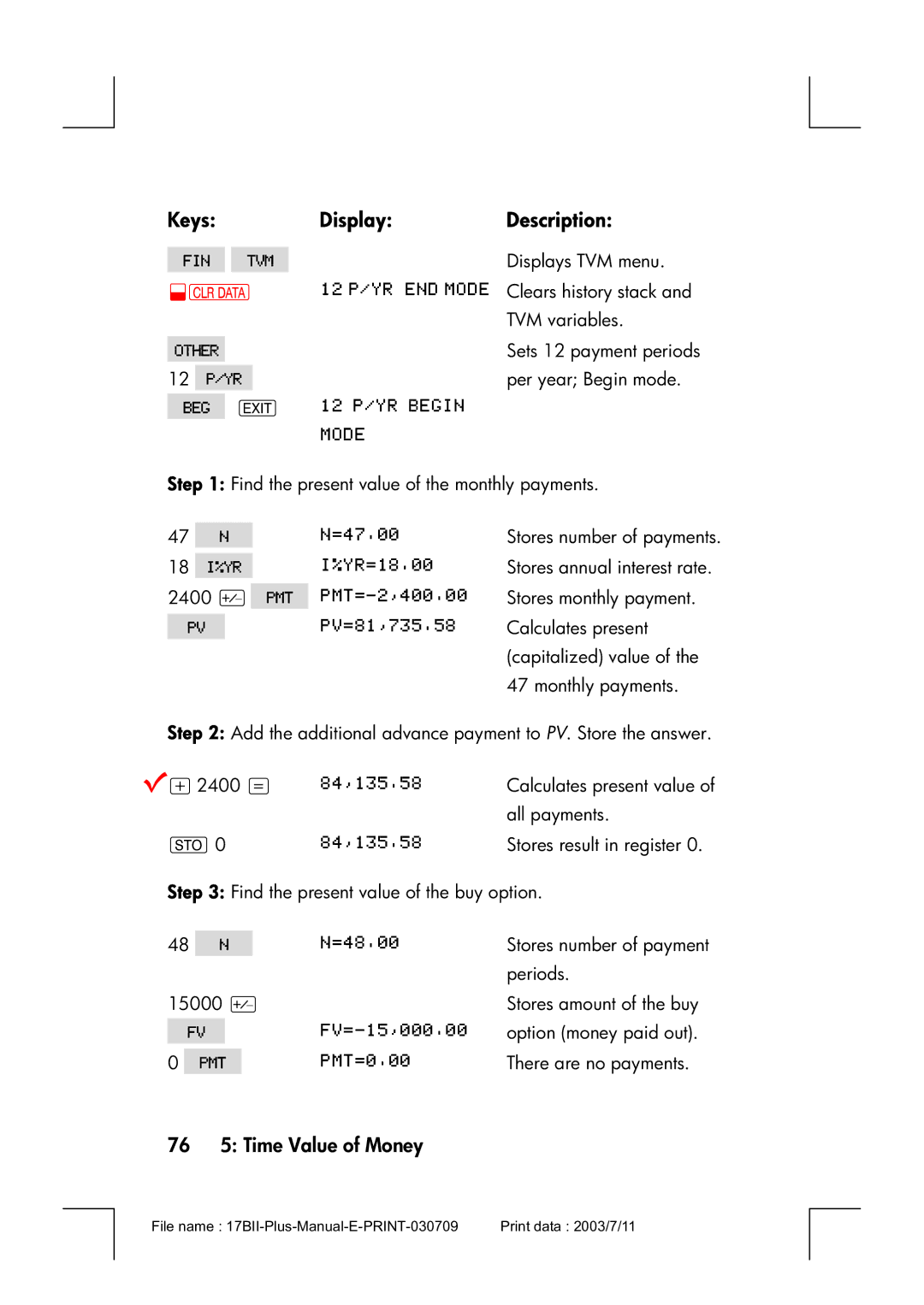 HP 17bII manual 76 5 Time Value of Money 