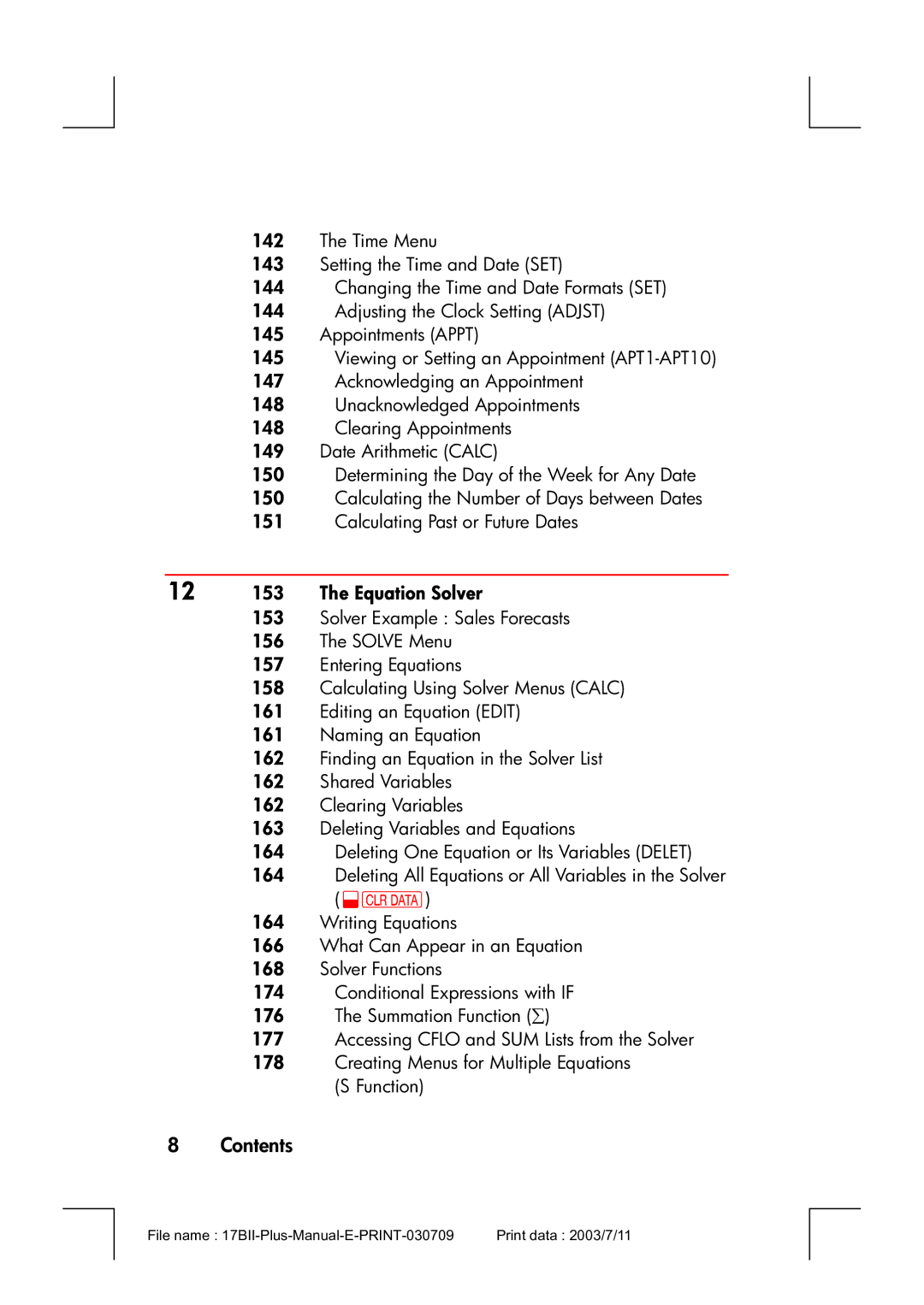 HP 17bII manual 12 153 The Equation Solver 