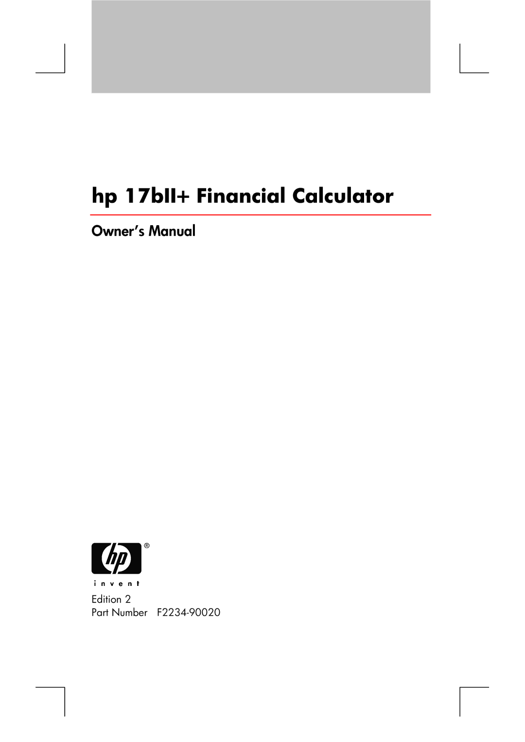 HP manual Hp 17bII+ Financial Calculator 