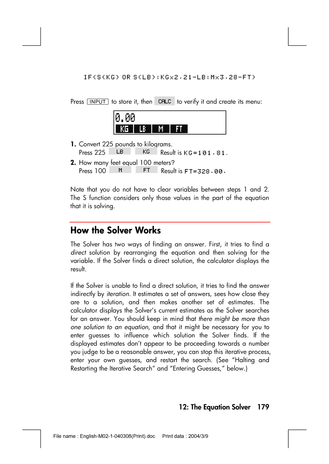 HP 17bII manual How the Solver Works 