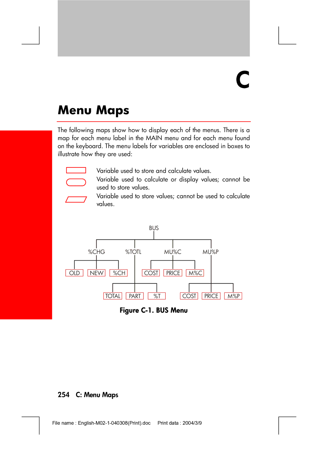 HP 17bII manual Menu Maps 