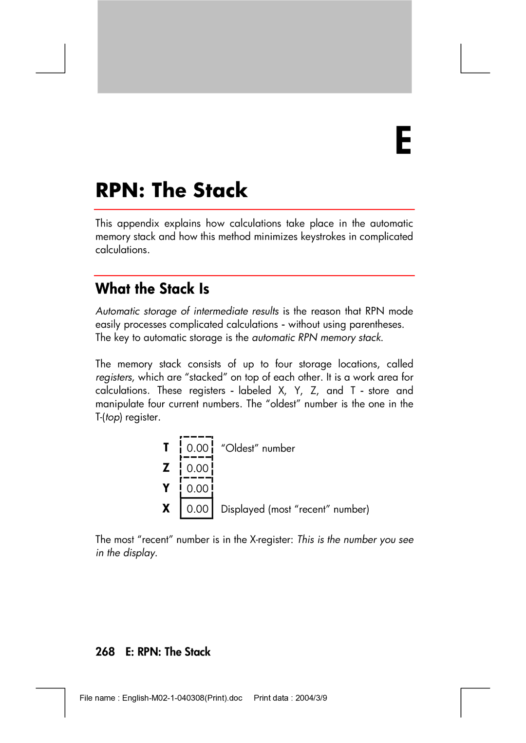 HP 17bII manual RPN The Stack, What the Stack Is 