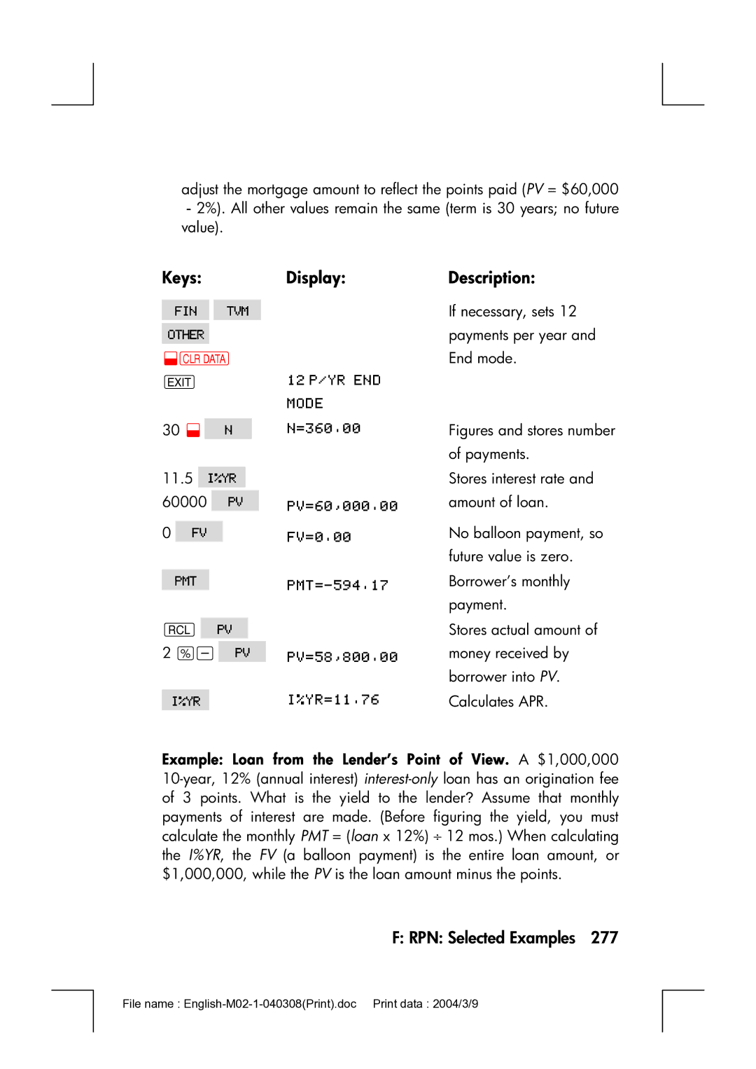 HP 17bII manual KeysDisplay,   