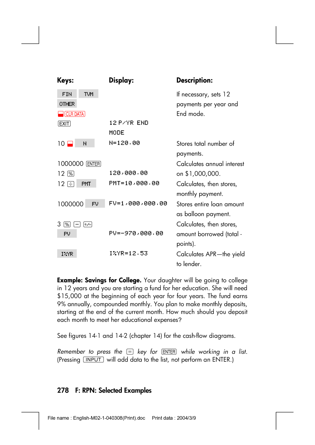 HP 17bII manual Calculates annual interest 