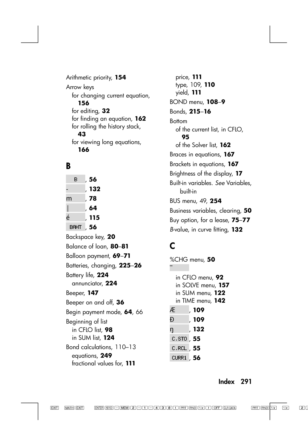 HP 17bII manual 156, 166 