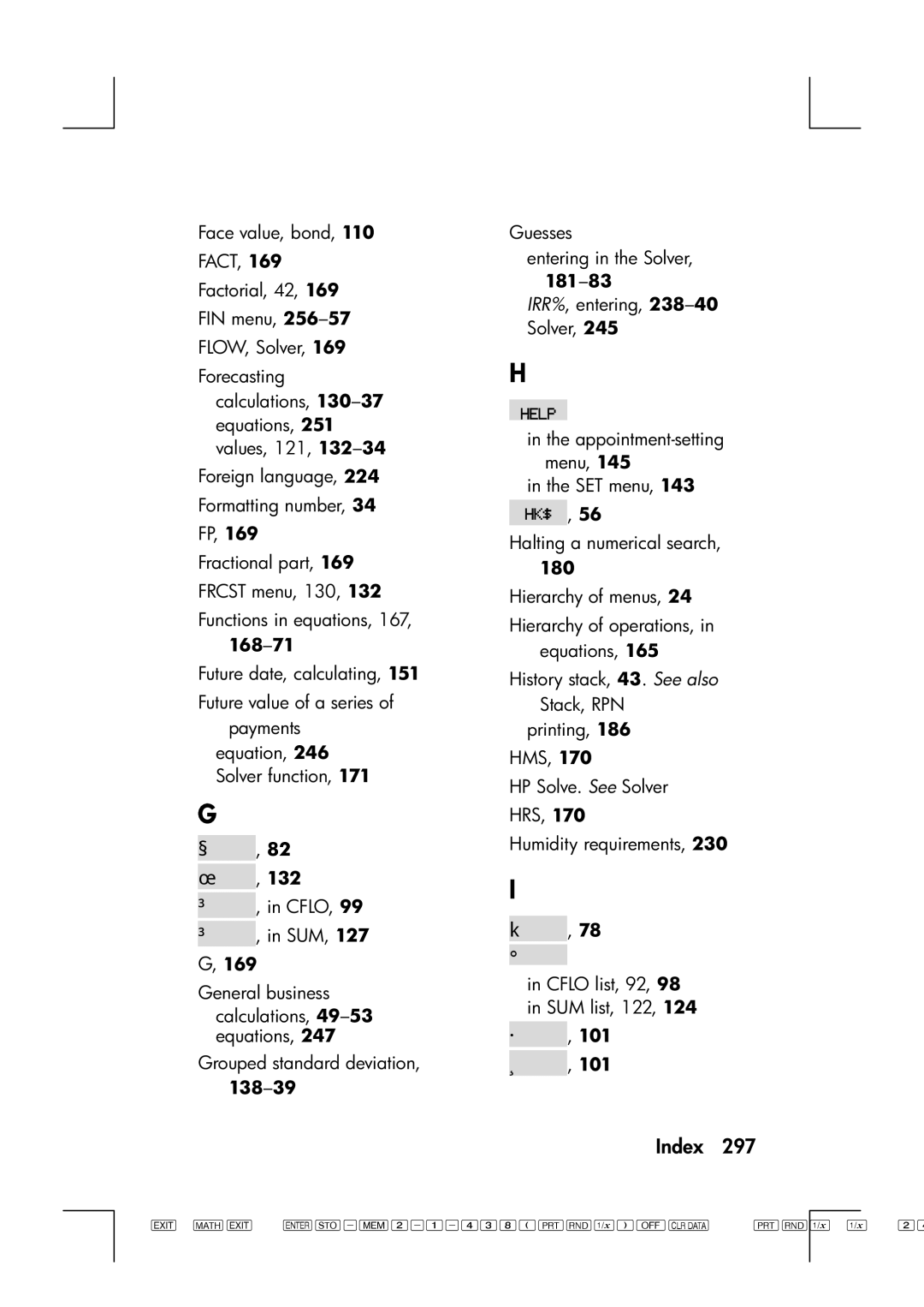 HP 17bII manual 168-71, 138-39 