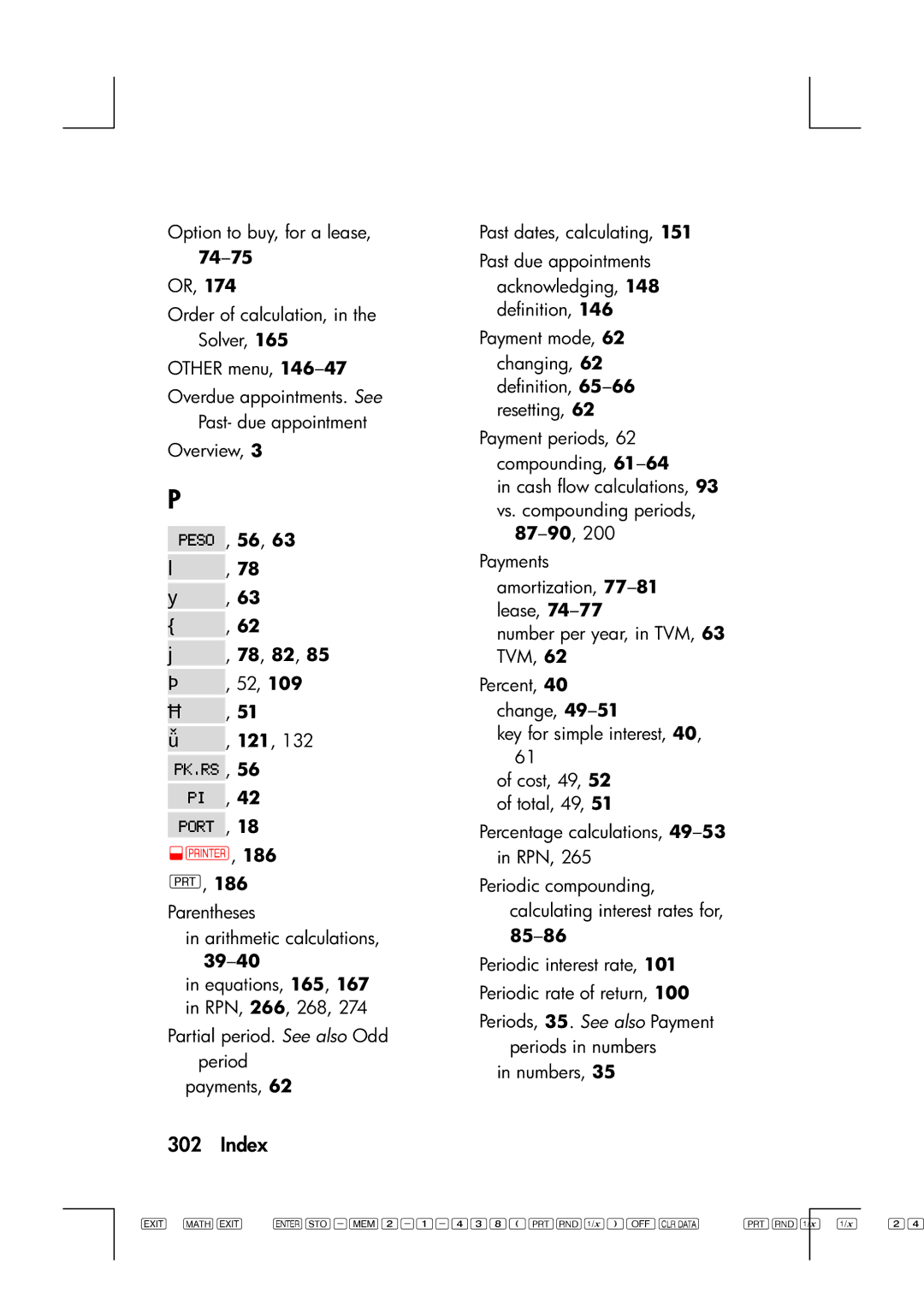 HP 17bII manual , 56 , 42 , 18 @p, 186 P 