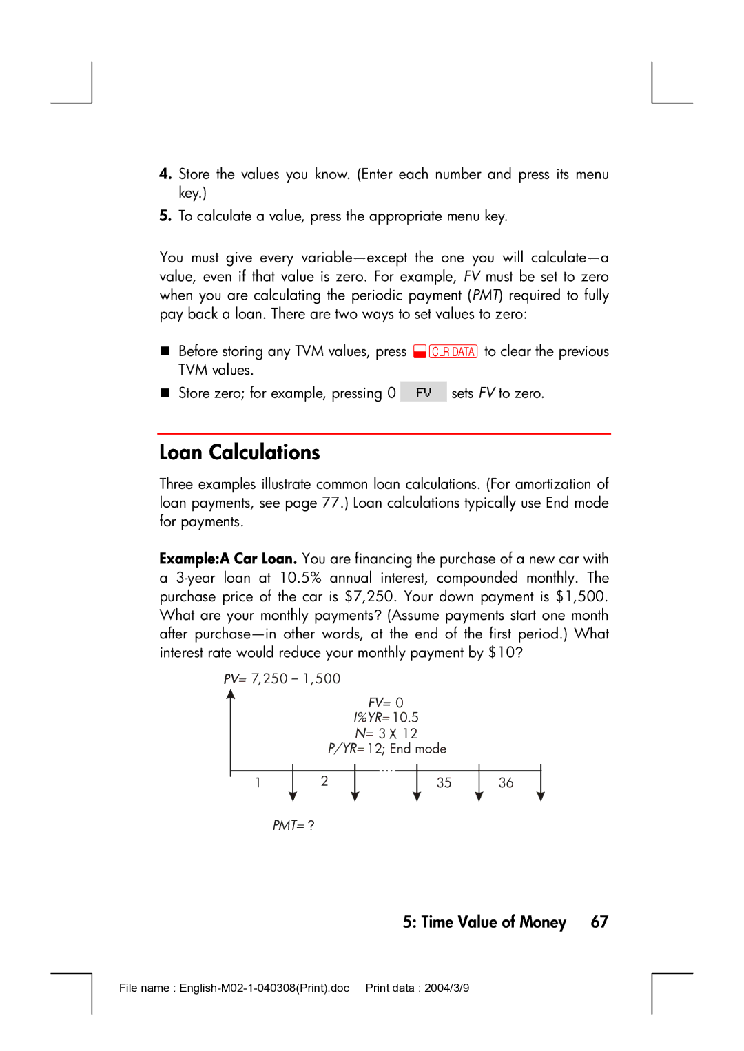 HP 17bII manual Loan Calculations 