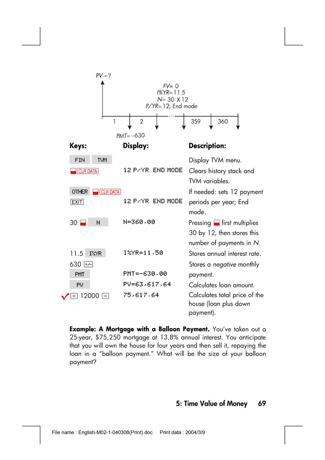 HP 17bII manual @c  