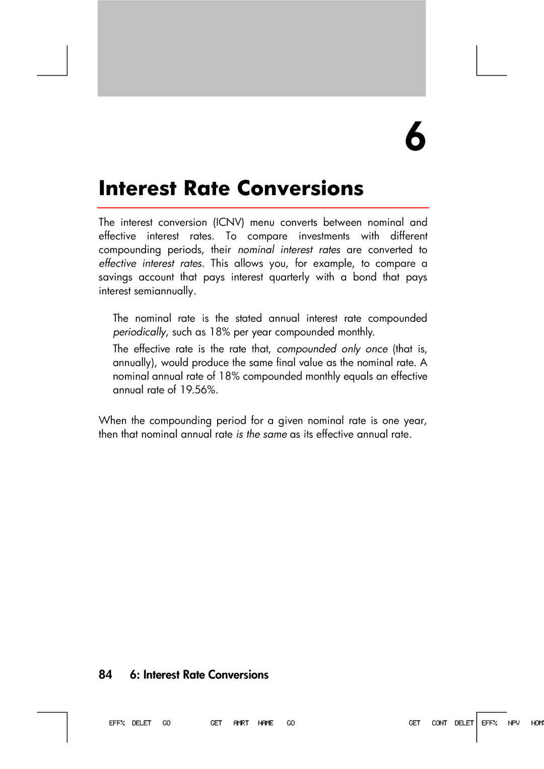 HP 17bII manual 84 6 Interest Rate Conversions 