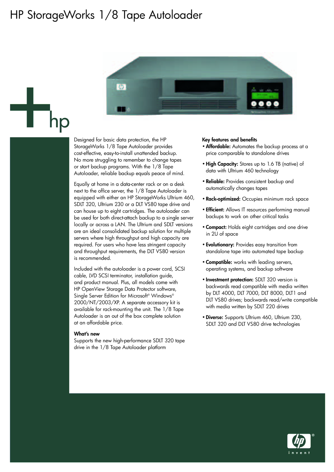 HP manual HP StorageWorks 1/8 Tape Autoloader 