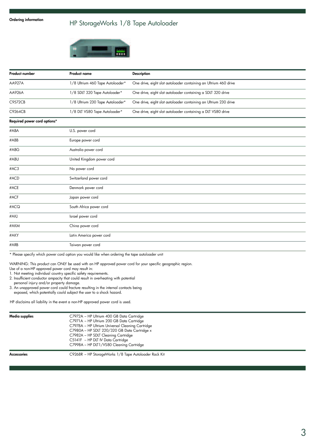 HP 1/8 Tape Autoloader manual #Aba 