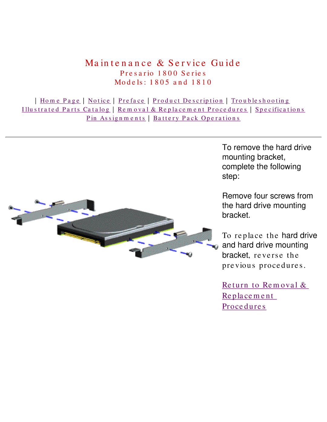 HP 1805 manual Bracket, reverse the previous procedures 