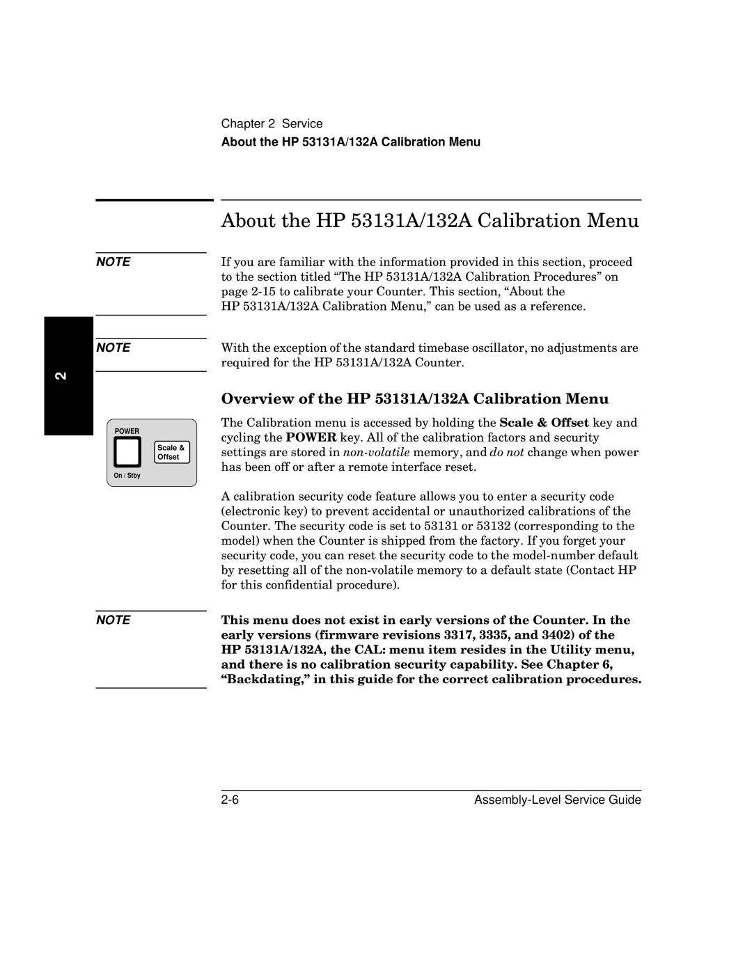 HP 181A manual About the HP 53131A/132A Calibration Menu, Overview of the HP 53131A/132A Calibration Menu 