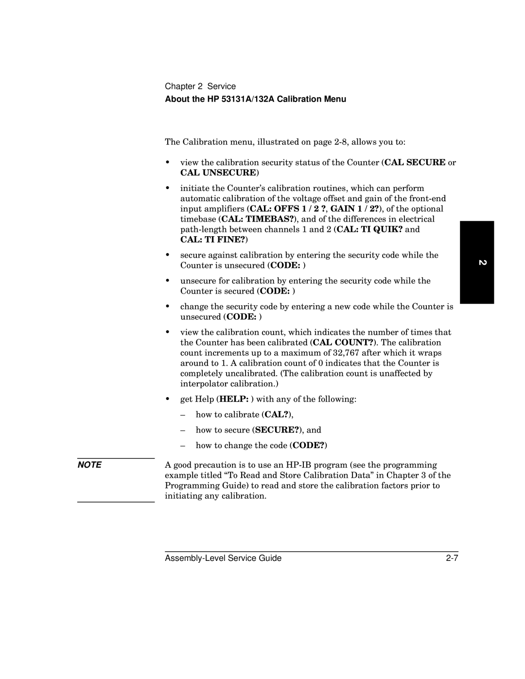 HP 181A manual CAL Unsecure 