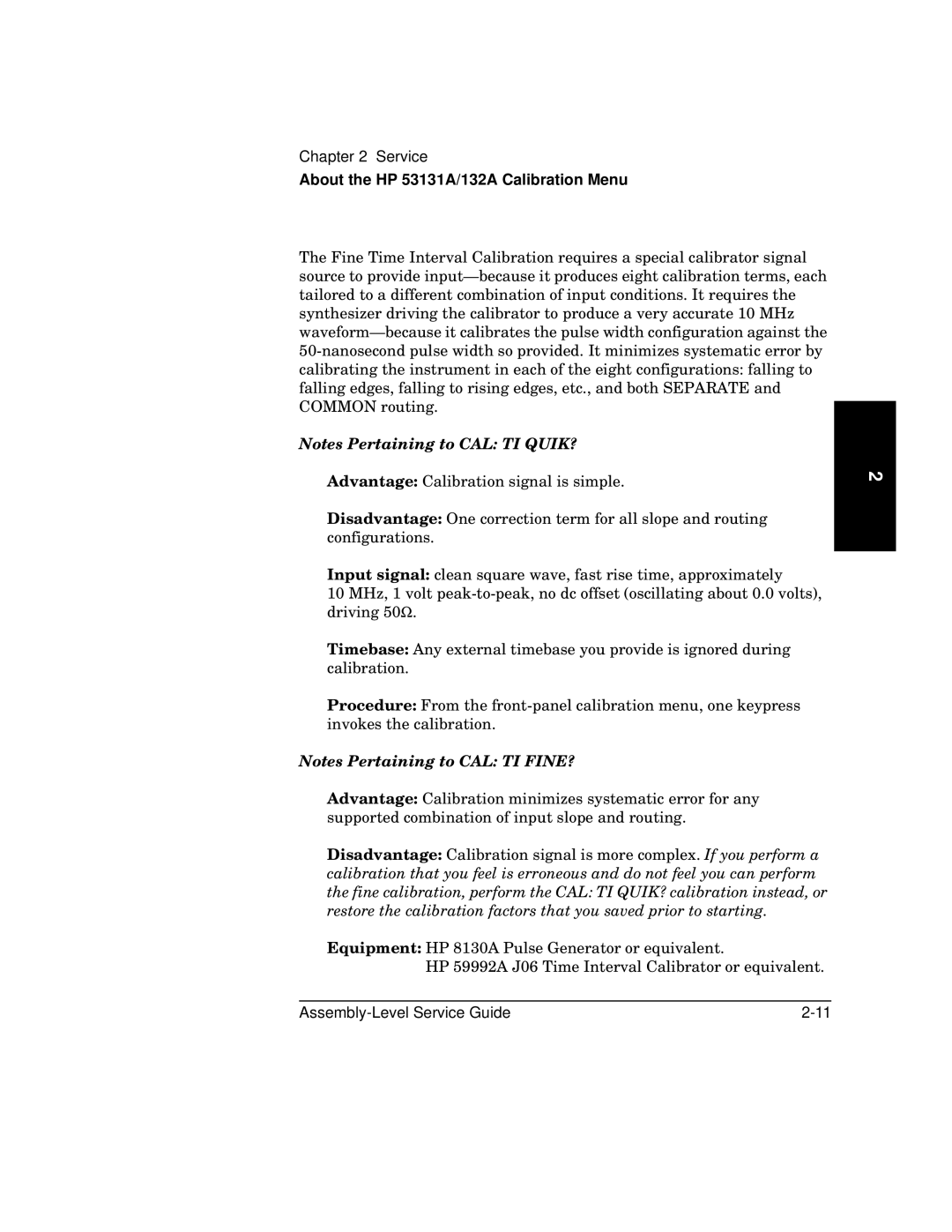 HP 181A manual About the HP 53131A/132A Calibration Menu 