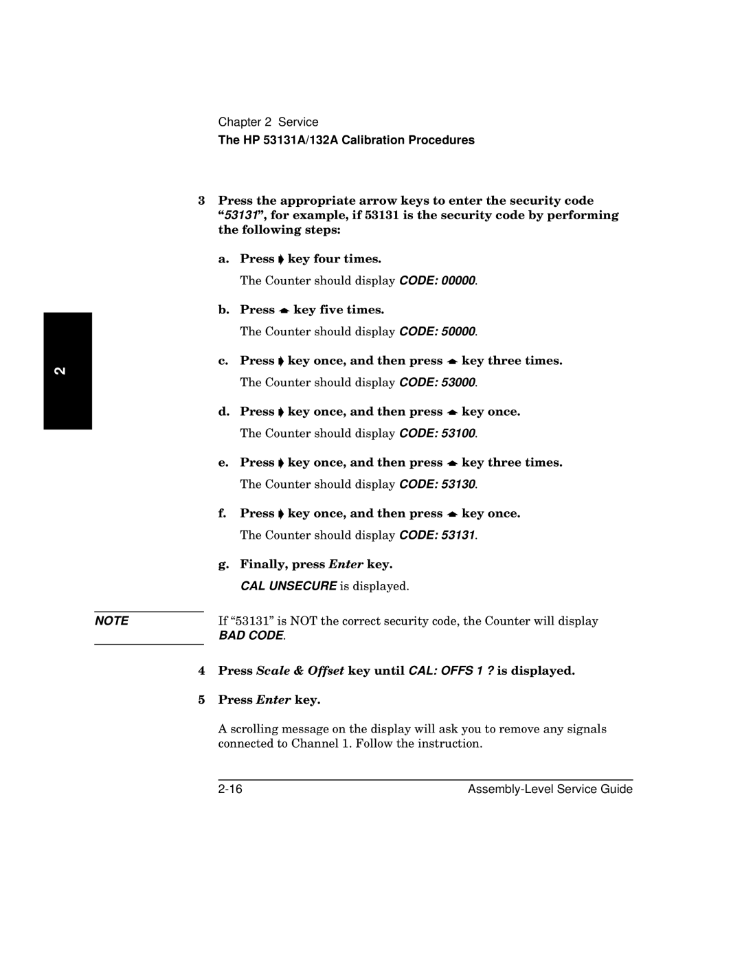 HP 181A manual BAD Code 