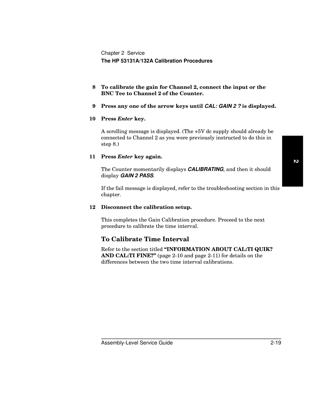 HP 181A manual To Calibrate Time Interval, Press Enter key again 