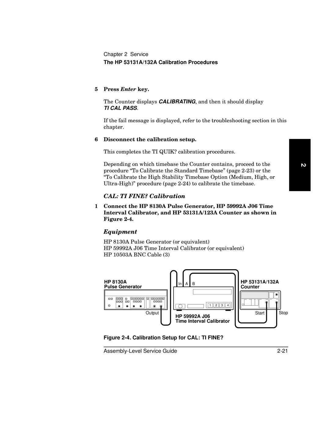 HP 181A manual CAL TI FINE? Calibration, HP 8130A Pulse Generator 