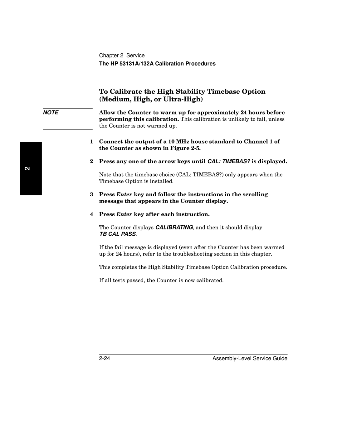 HP 181A manual To Calibrate the High Stability Timebase Option, Medium, High, or Ultra-High 