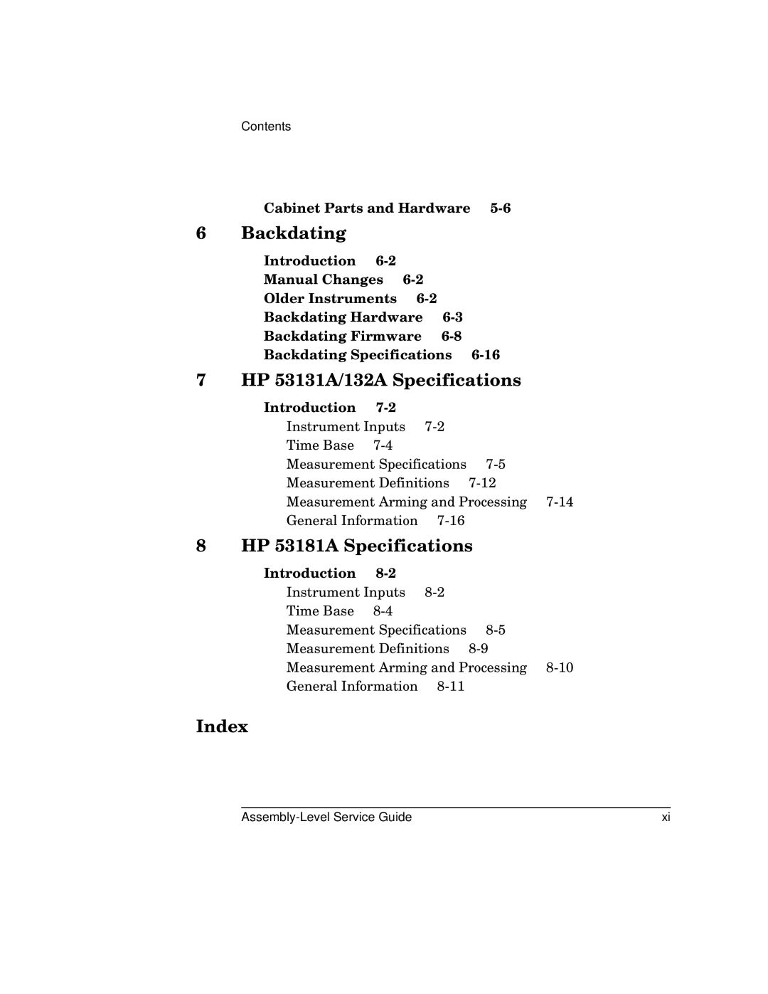 HP 181A manual Index 