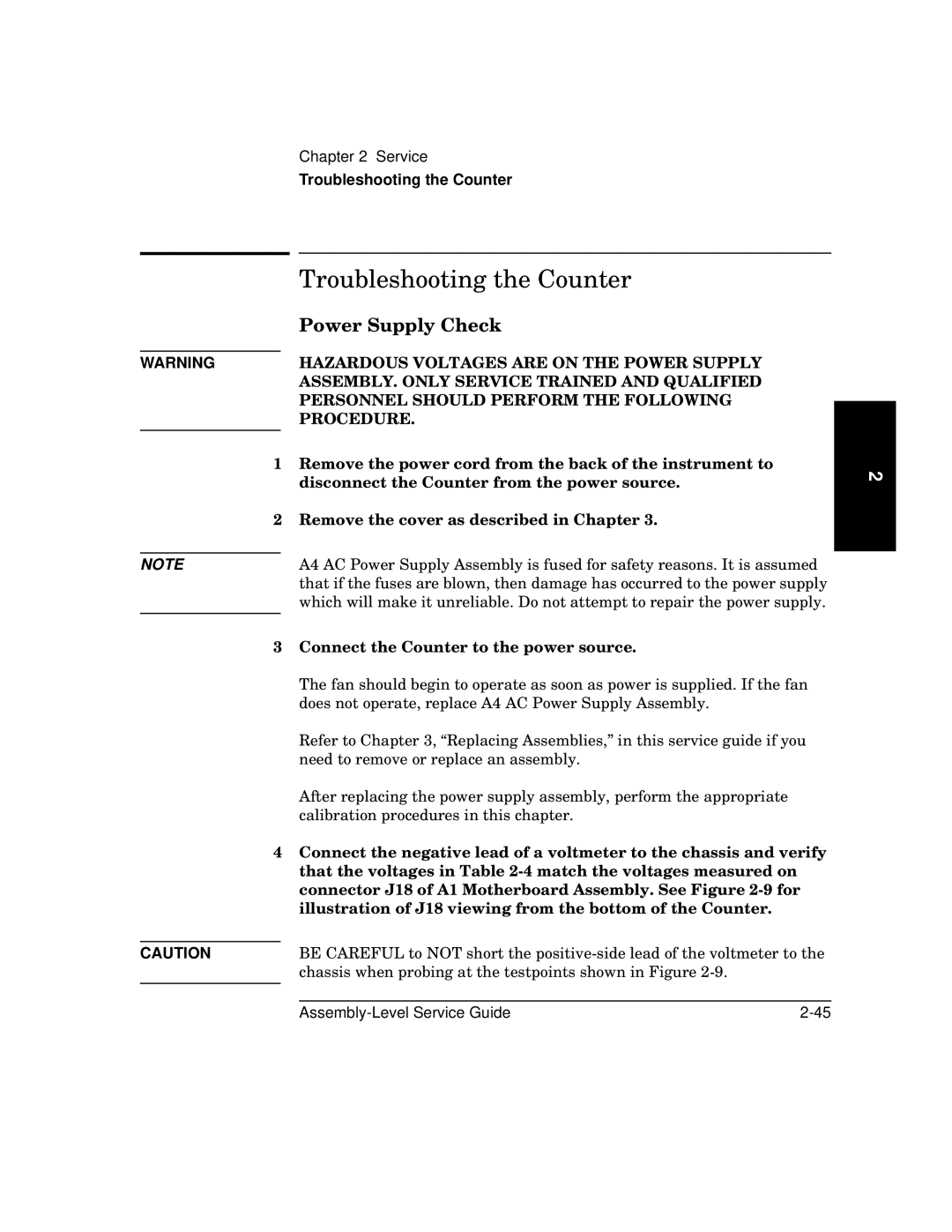 HP 181A manual Power Supply Check, Troubleshooting the Counter 